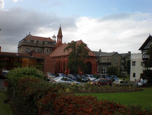 Chapel with school in background