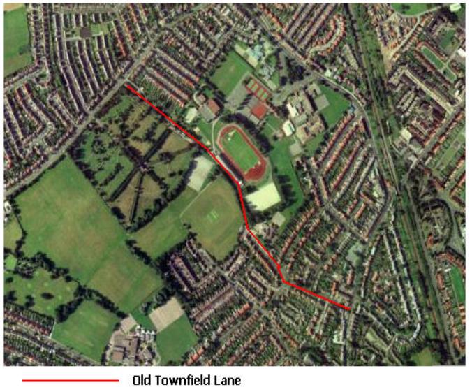 The route of Old Townfield Lane