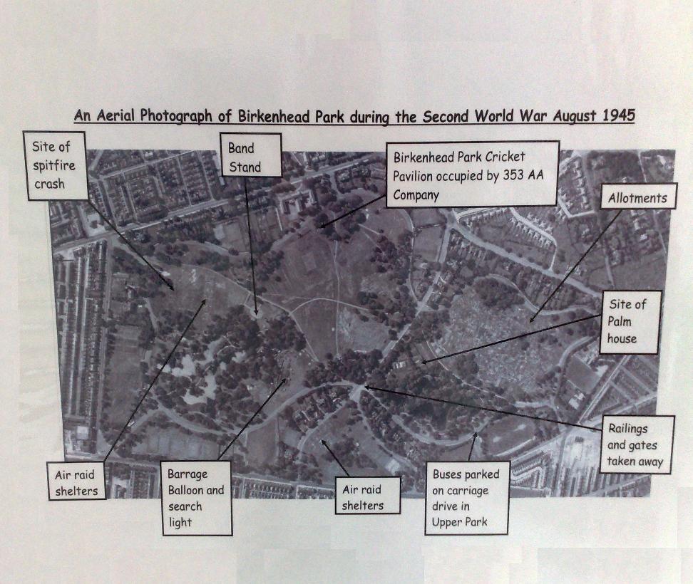 Aerial photograph of Birkenhead Park during WW2