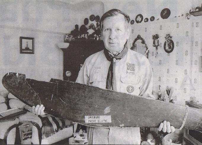 George Merril with the propeller blade